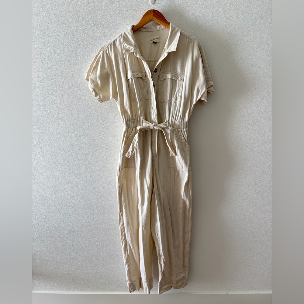 Universal Thread Cream Button-Up Jumpsuit - image 1